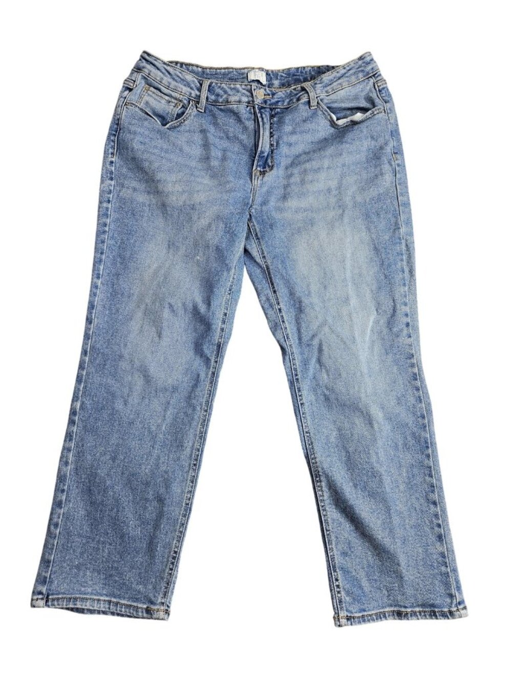 Time And Tru Straight Jeans‎ Womens 18 Short Blue Light Wash High Rise Stretch